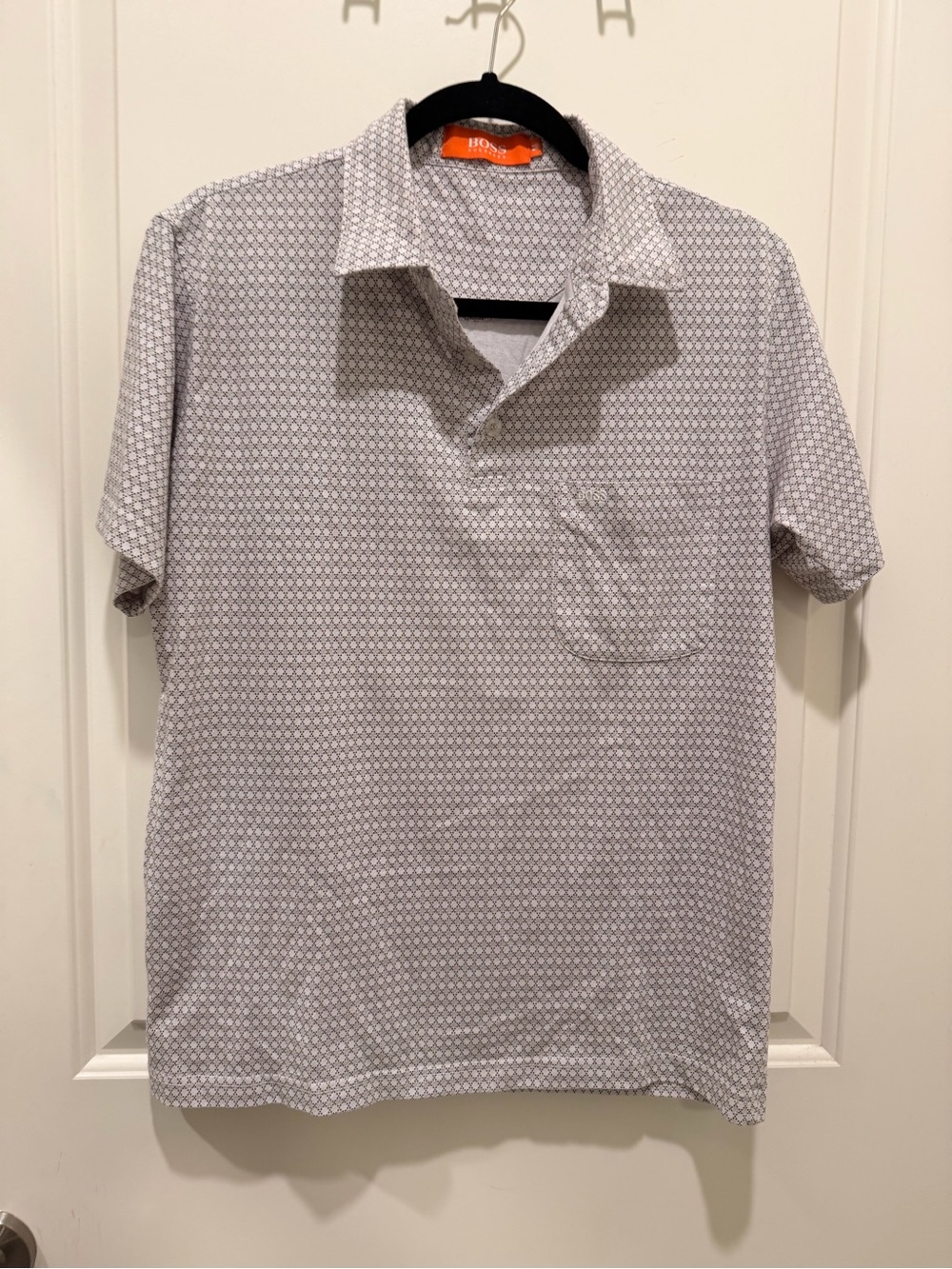 HUGO BOSS Orange Label Geometric Print Short Sleeve Polo Shirt Medium